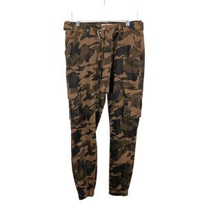 I & M Jeans, Camo Cargo Jogger Pants, Belted, Size Small, Tactical, Utility